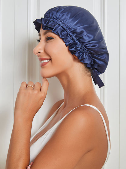 Pure Silk Double Layer Sleeping Caps w/ Ribbon