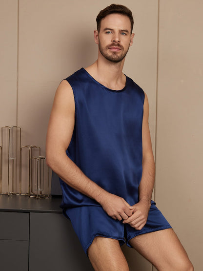 Pure Silk Sleeveless Men's Pajamas Set