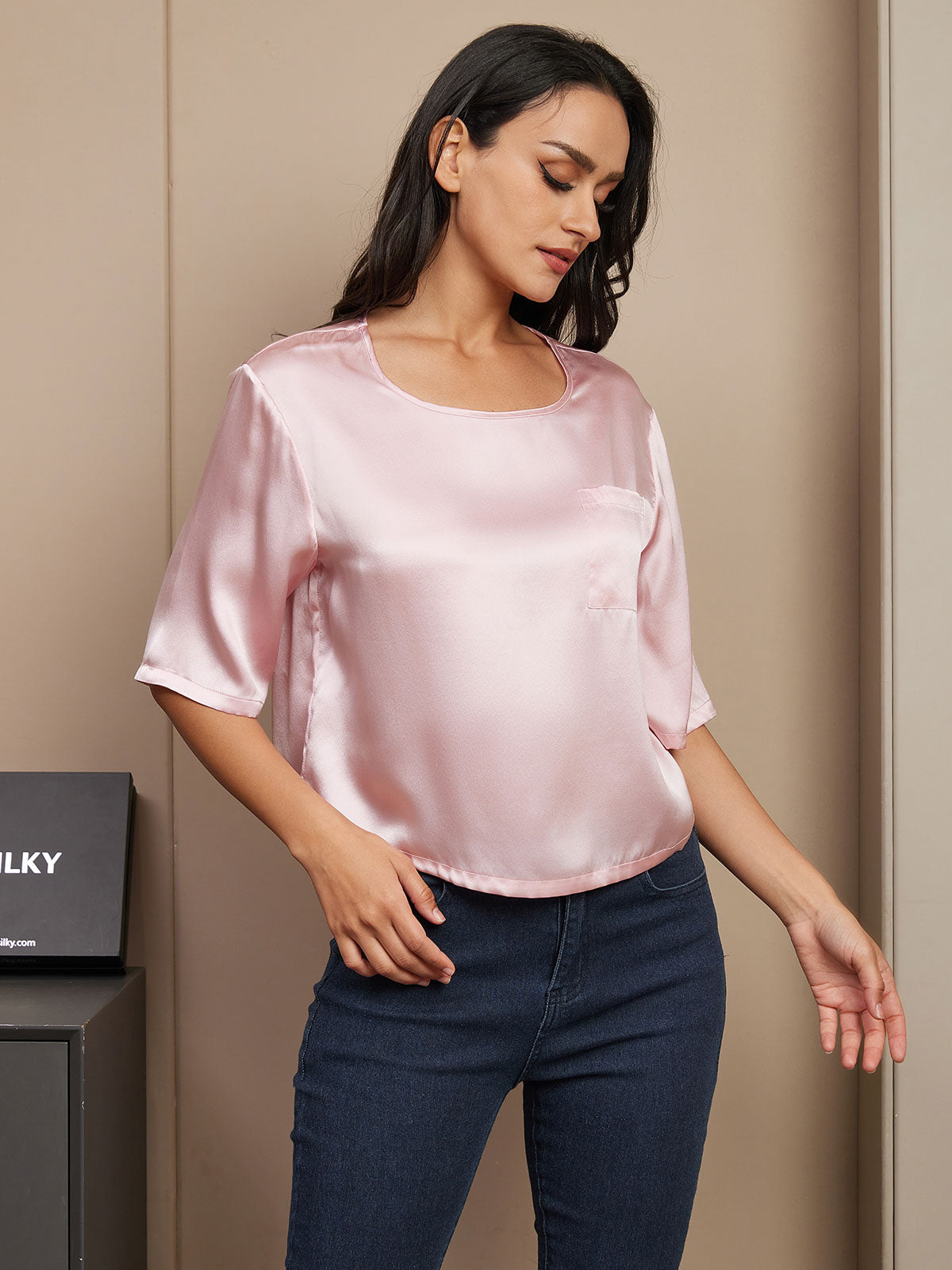 Pure Silk Casual Half Sleeve Women's Blouse T-Shirt