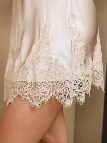 Pure Silk Lace Slip Nightgown Dress