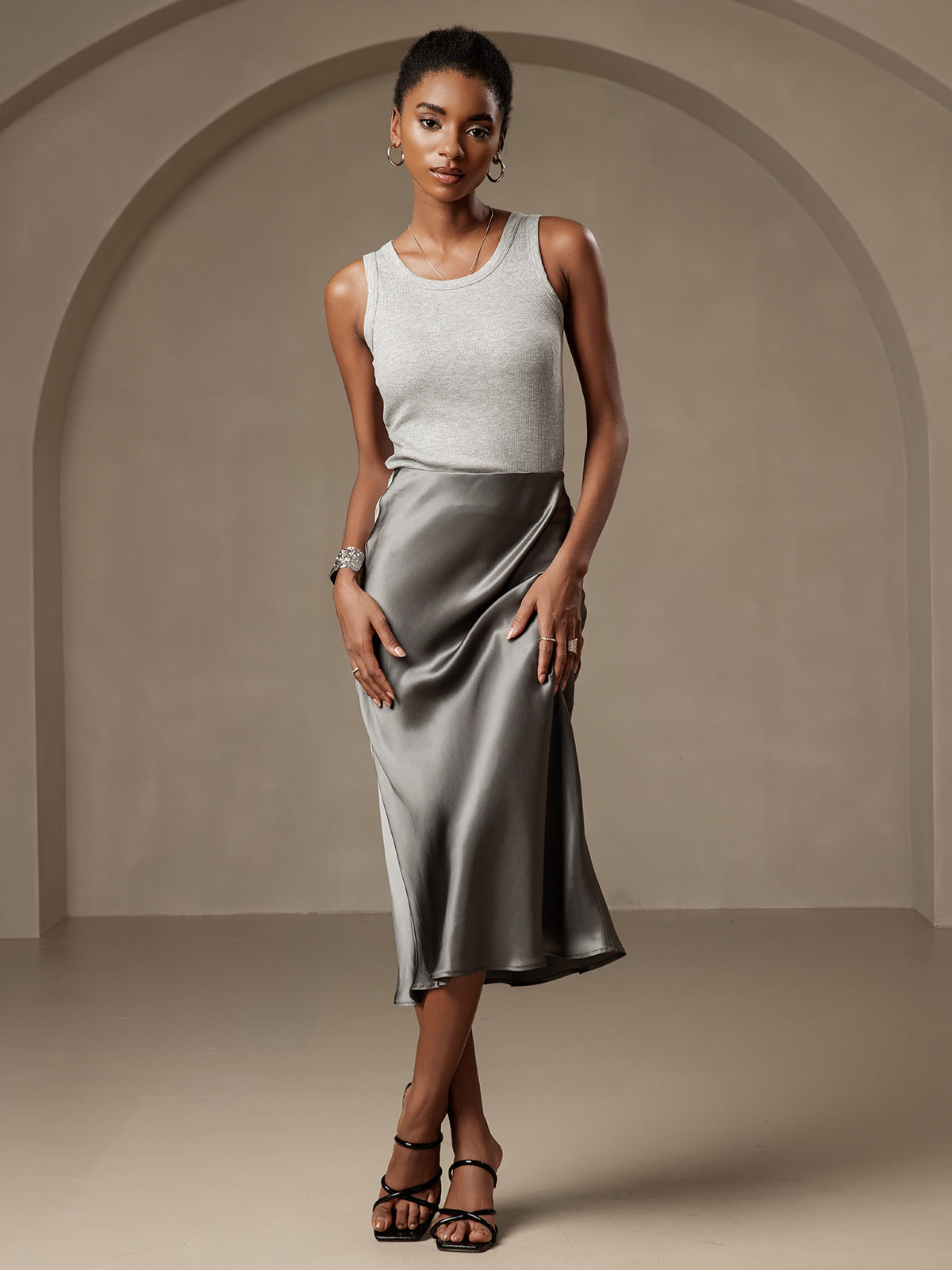 Pure Silk Basic Elegant Skirt