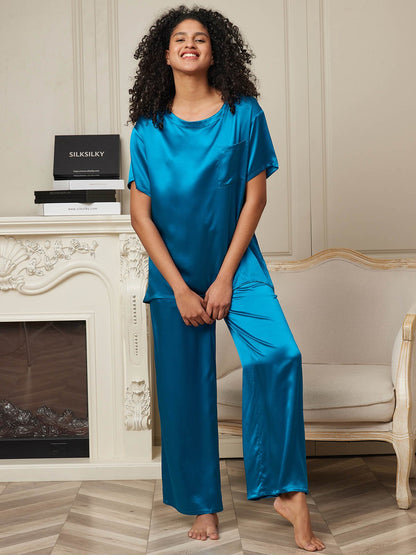 Pure Silk Solid Color Women's Pajamas