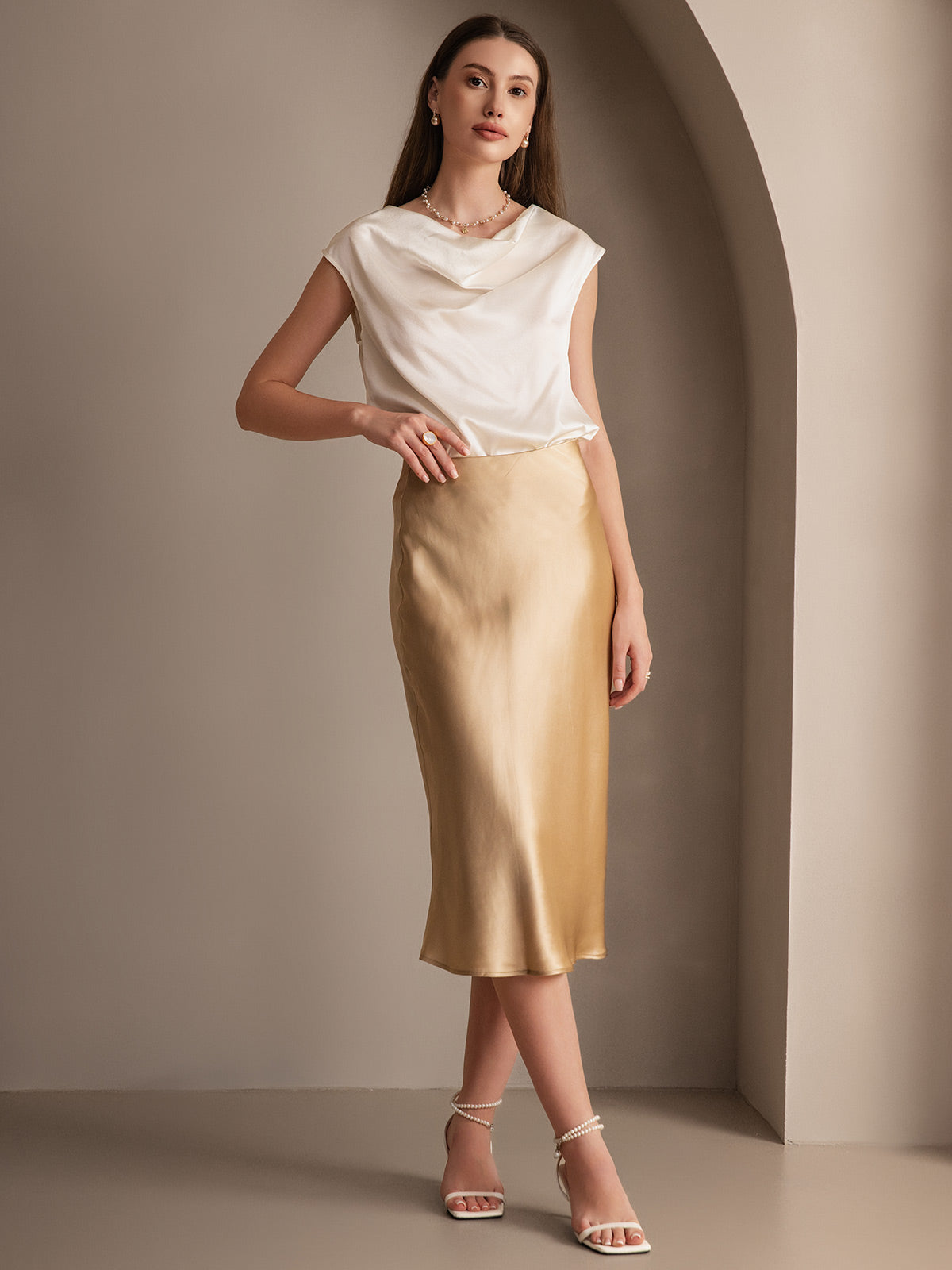 Pure Silk Basic Elegant Skirt