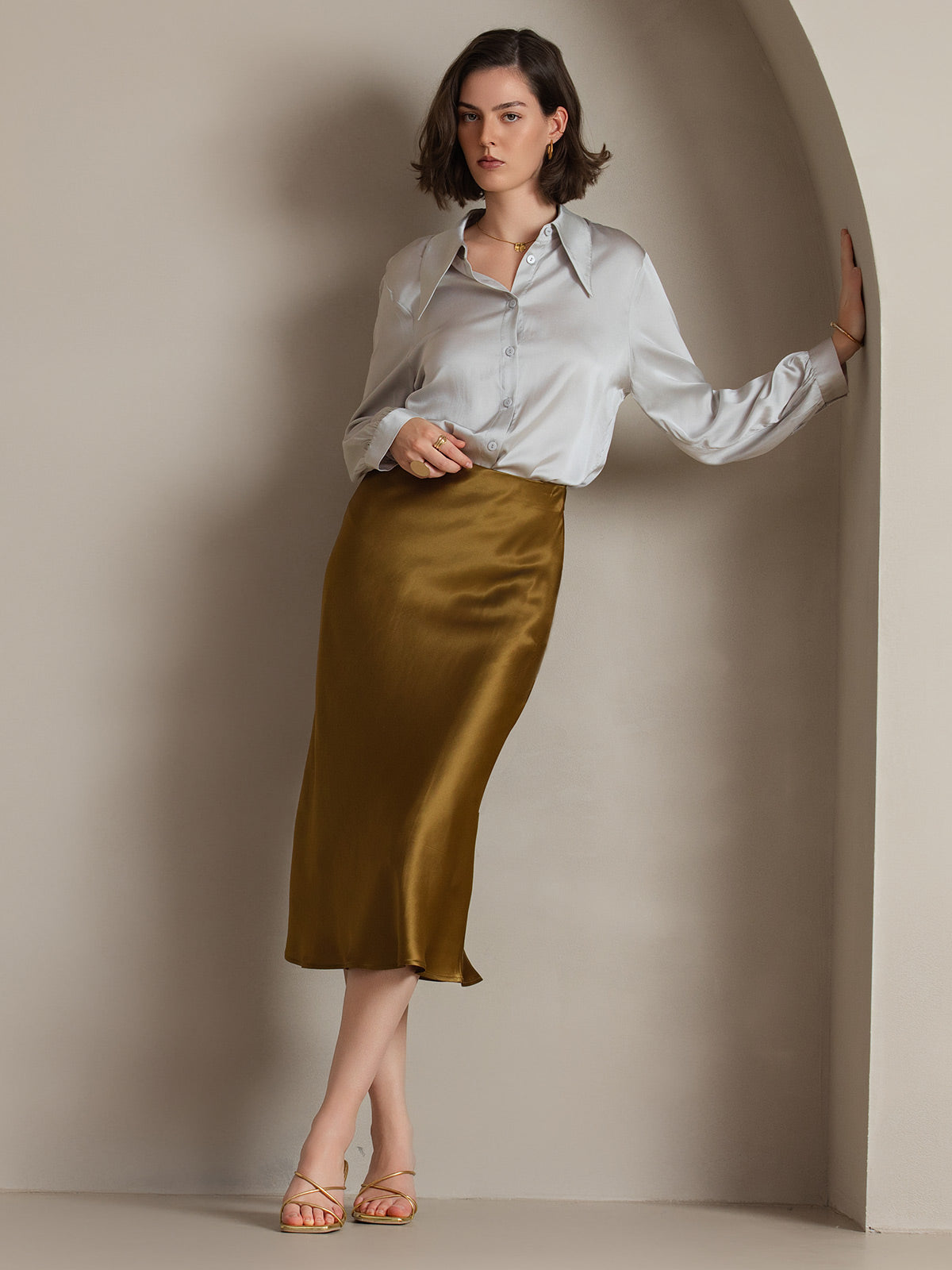 19Momme Silk Solid Color Classic Daily Basic Shirt