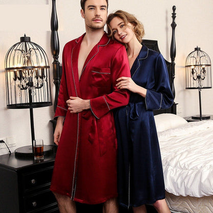 Couple Silk robes Womens & Mens Matching 100% Mulberry pure silk robe