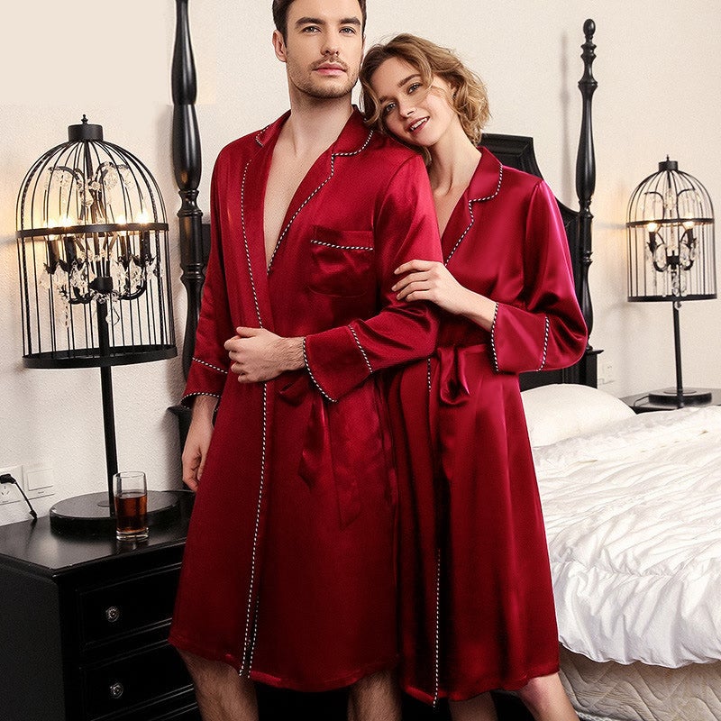 Couple Silk robes Womens & Mens Matching 100% Mulberry pure silk robe