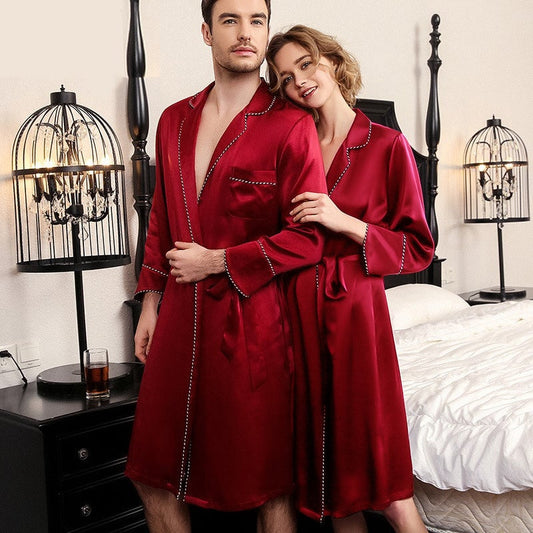 Couple Silk robes Womens & Mens Matching 100% Mulberry pure silk robe