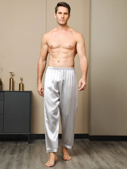 Solid Color Pure Silk Men‘s Sleep Pants