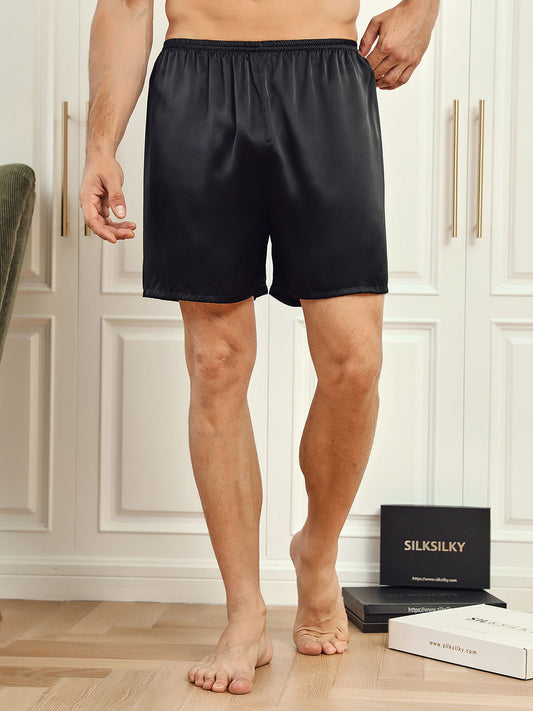 Pure Silk Solid Color Mens Lounge Shorts