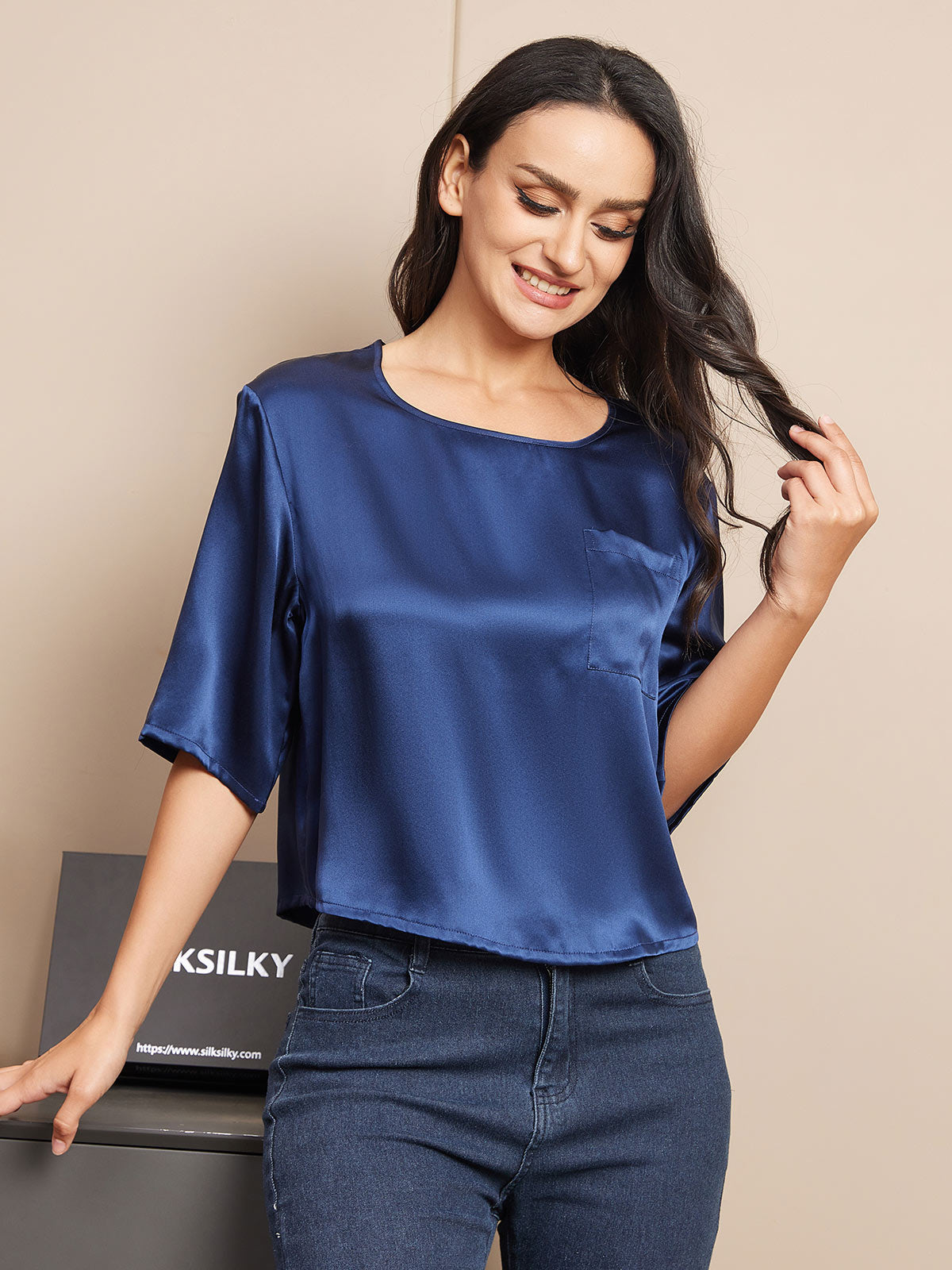 Pure Silk Casual Half Sleeve Women's Blouse T-Shirt