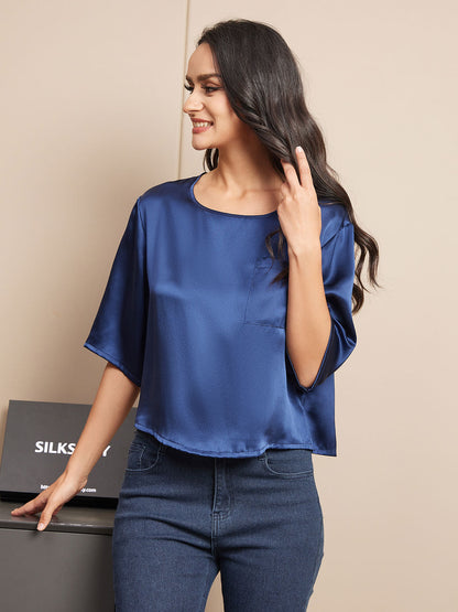 Pure Silk Casual Half Sleeve Women's Blouse T-Shirt