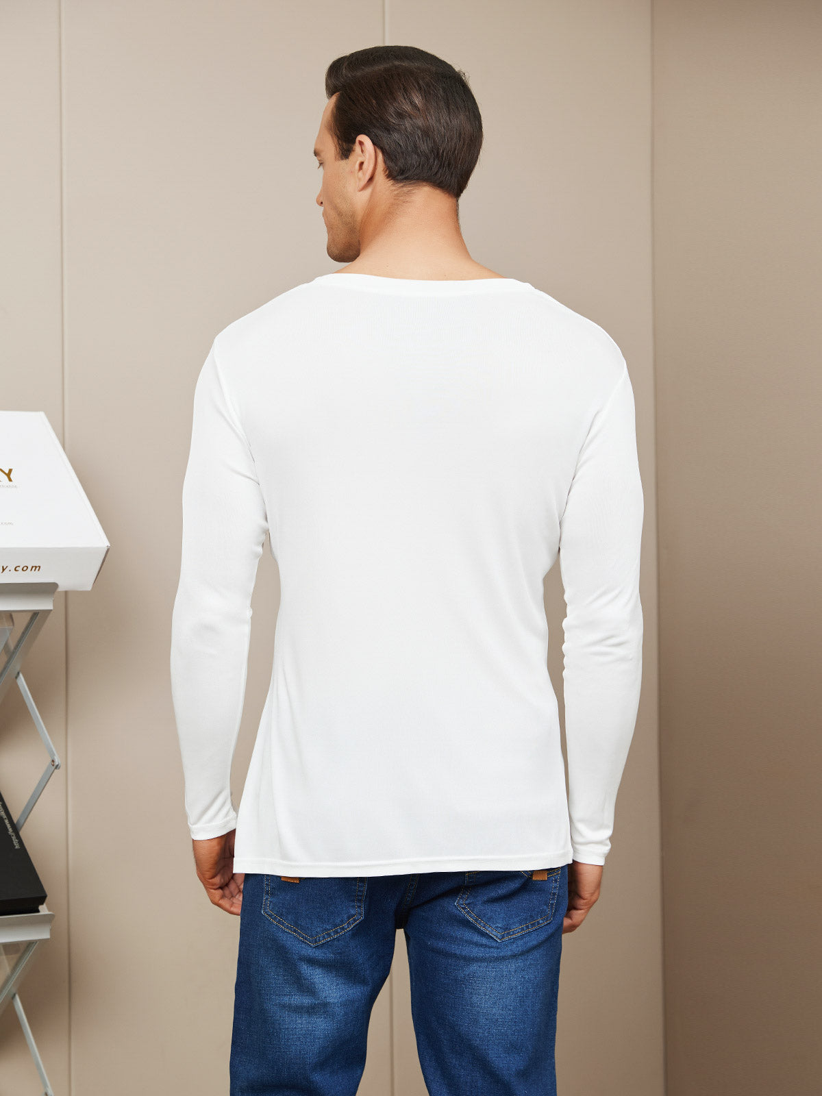 Mens Long Sleeve Silk Knitted Tee