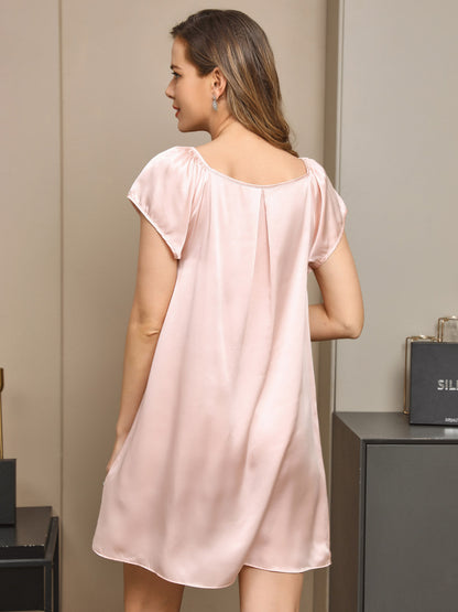 Pure Silk Solid Color Cute Nightgown