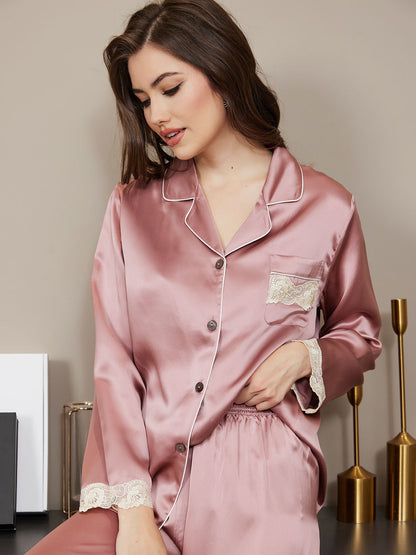 Pure Silk Casual Button Up Womens Pajamas 2Pcs