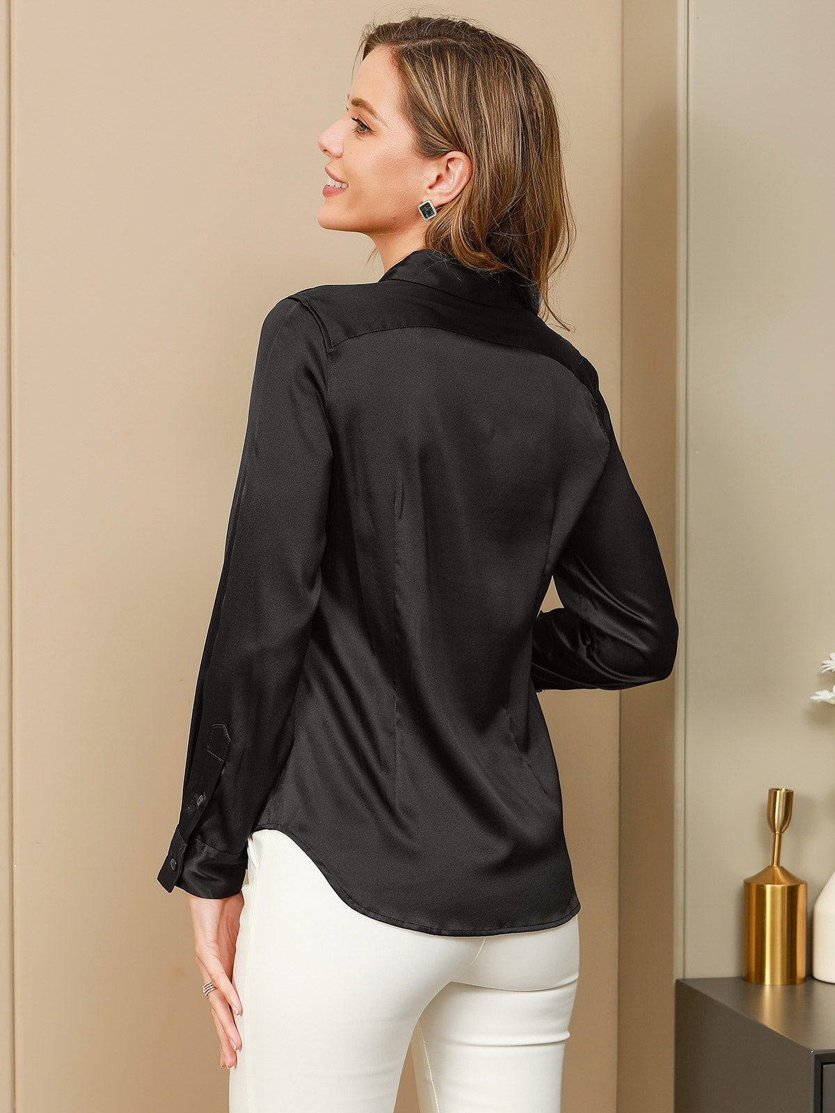 Silk Basic Military Lapel Shirt