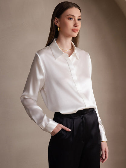 19 Momme Basic Silk Long-Sleeved Shirt