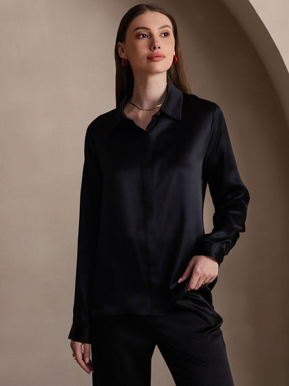 19 Momme Basic Silk Long-Sleeved Shirt