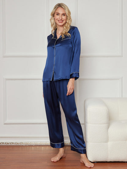 Women‘s Long Sleeve Pure Silk Pajamas Set