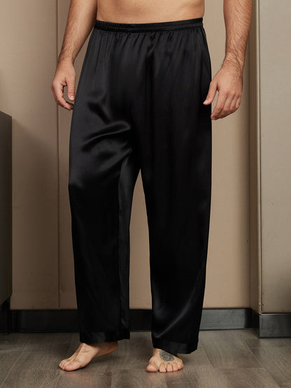 Pure Silk Solid Color Casual Men's Pajama Pants