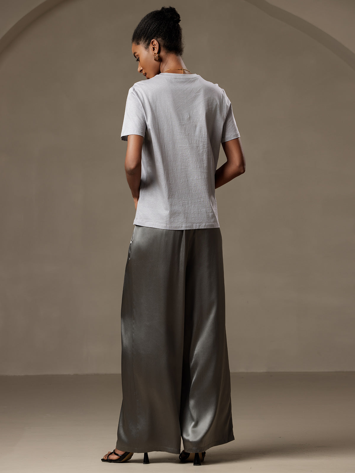 Pure Silk Solid Color Casual Women’s Pants