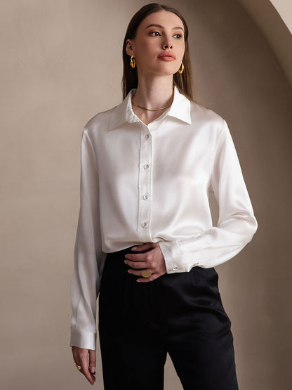 19 Momme Silk Fashionable Basic Shirt