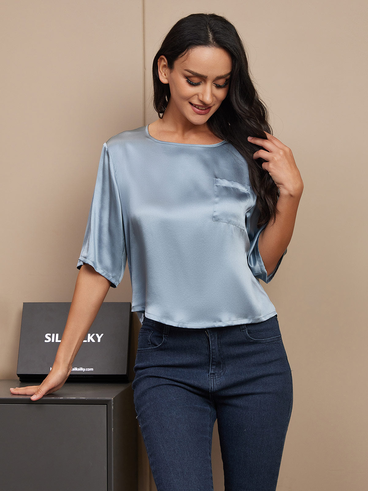 Pure Silk Casual Half Sleeve Women's Blouse T-Shirt