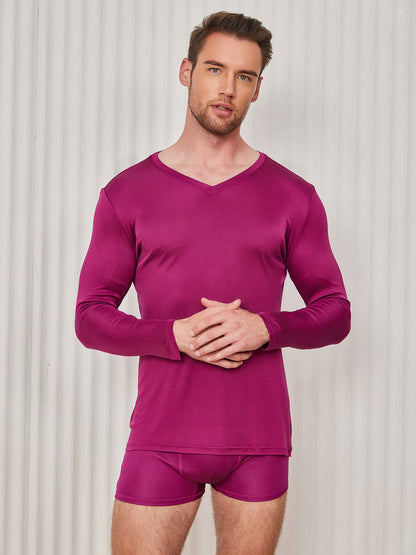 Mens Long Sleeve Silk Knitted Tee