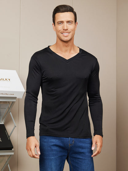 Mens Long Sleeve Silk Knitted Tee