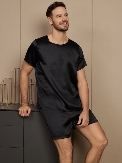 Pure Silk Casual Short Sleeve Men's Pajamas Set