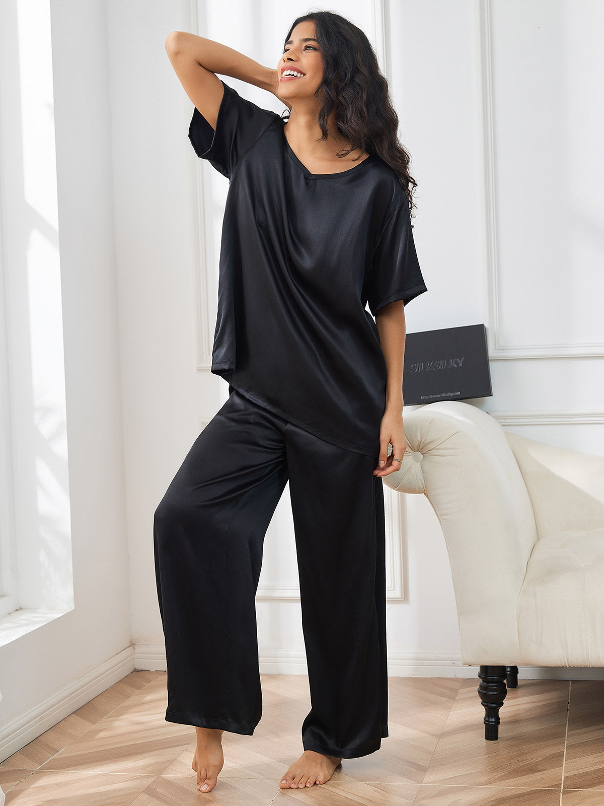 Women's Pure Silk Oversized Pajamas 2Pcs