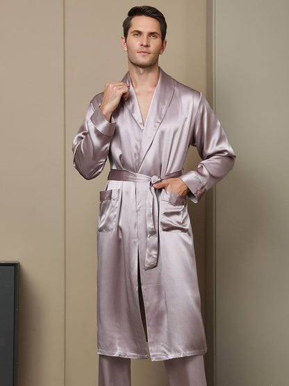 Pure Silk Lapel Collar Belted Robe (Without Pants)