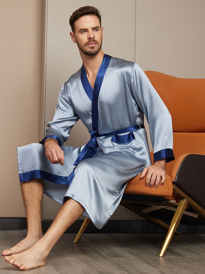 Pure Silk Classic Long Sleeve Mens Robe