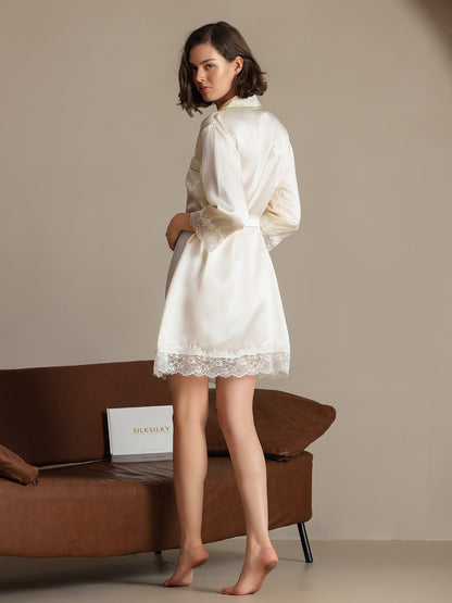 Pure Silk Elegant Lapel Shirt Dress