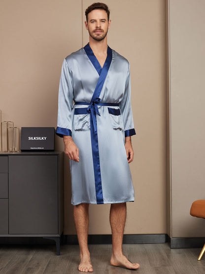 Pure Silk Classic Long Sleeve Mens Robe