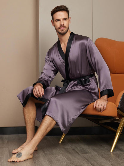 Pure Silk Classic Long Sleeve Mens Robe