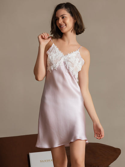 Pure Silk Petal Lace Trimmed Nightgown