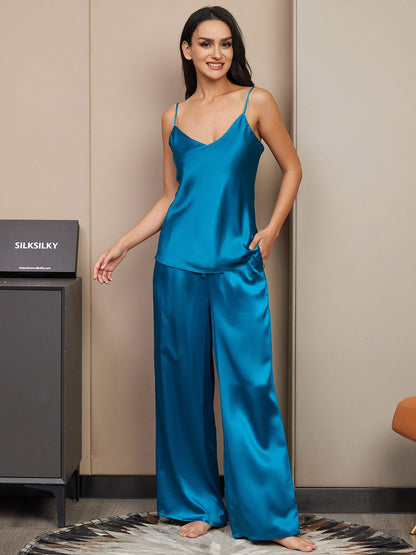 Pure Silk Cami & Wide Leg Pants Pajama Set