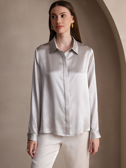 19 Momme Basic Silk Long-Sleeved Shirt