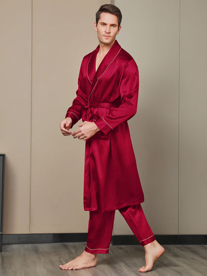 Pure Silk Lapel Collar Belted Robe (Without Pants)