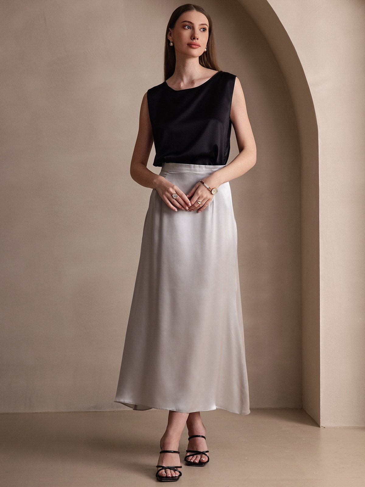 19Momme Silk Classic Maxi Skirt