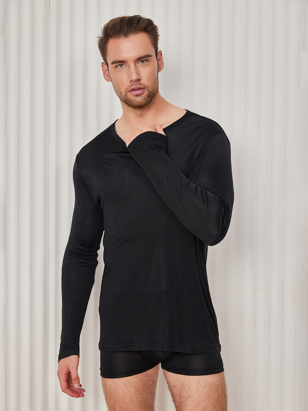 Mens Fashion Silk Knitted Tee