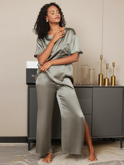 Pure Silk Solid Color Womens Pajamas