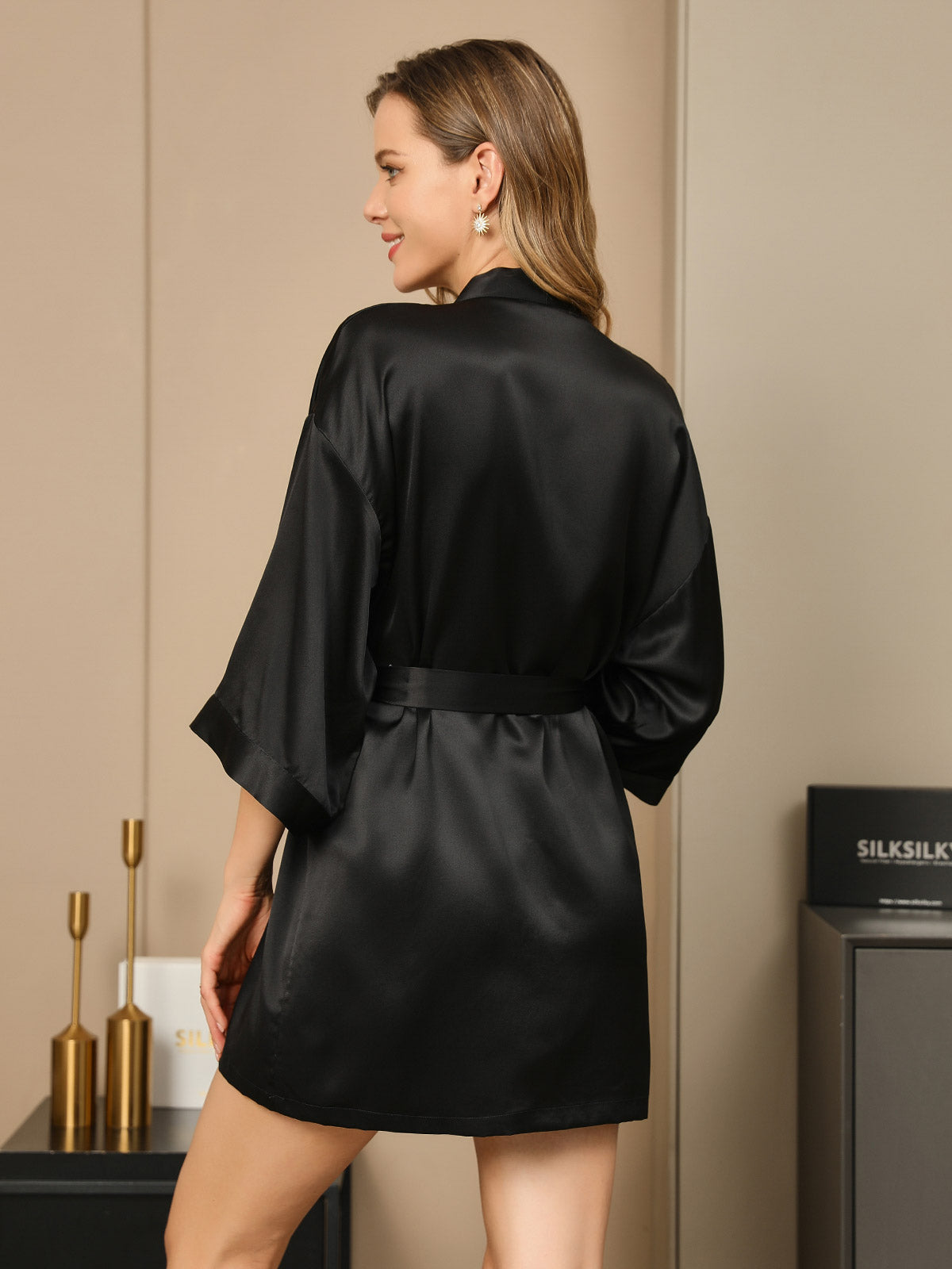 Glossy Pure Silk Robe For Women