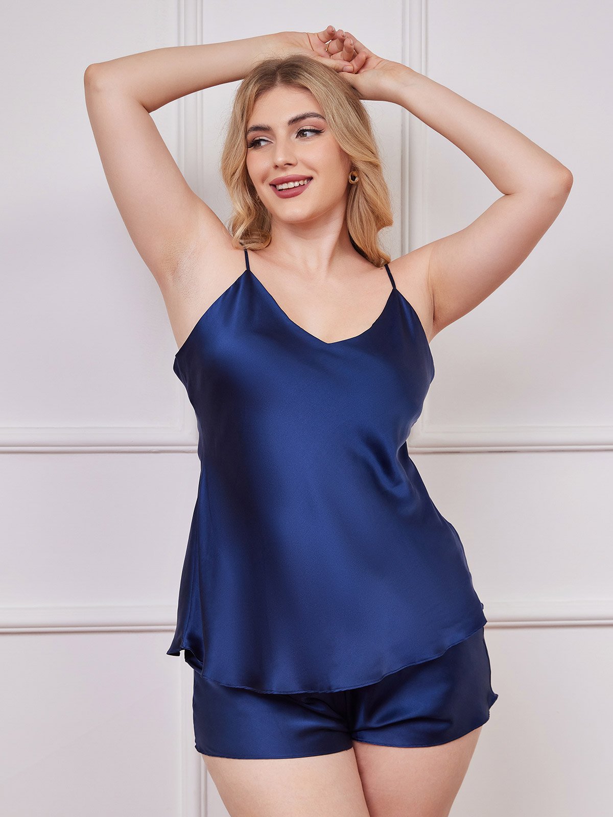 Pure Silk Spaghetti Strap Plus Size Camisole Set