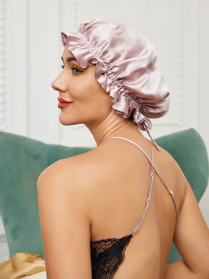 Pure Silk Double Layer Sleeping Caps w/ Ribbon