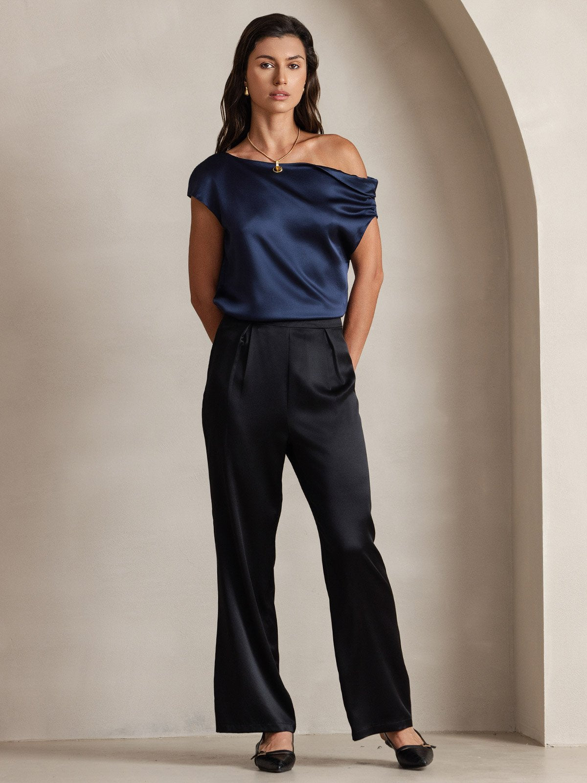 19Momme Casual Silk Wide Leg Pants