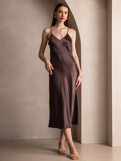 Spaghetti Strap Long Silk Dress