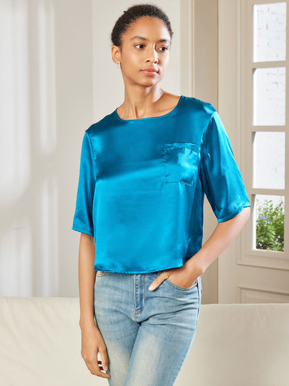 Pure Silk Casual Half Sleeve Women's Blouse T-Shirt