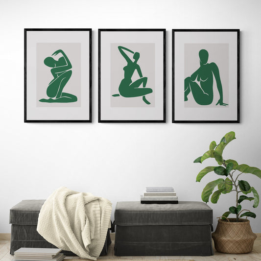 3x Green Cut-Outs by Henri Matisse