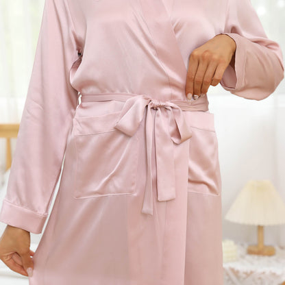 Long Mulberry Silk Robe luxury 100% silk bathrobe